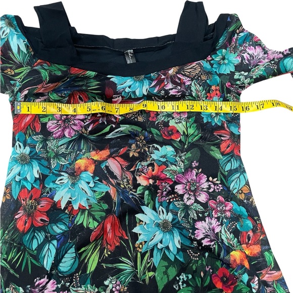 ELENA KATTAN Floral Cold Shoulder mesh Print Tunic Size S - Picture 6 of 8